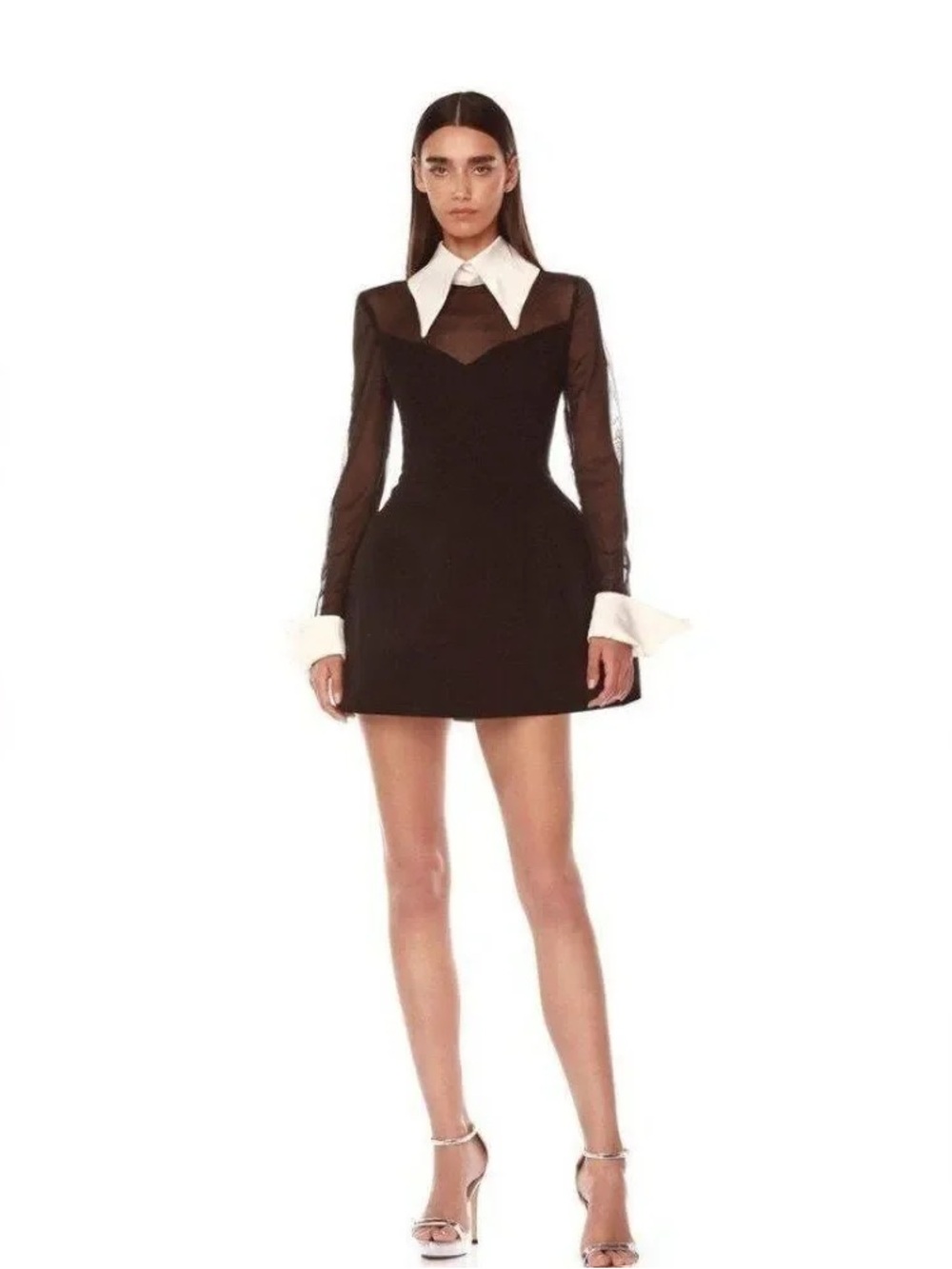 Black Mini Dress with White Collar and Cuffs